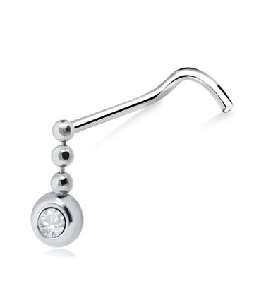 Bead Shaped Silver Curved Nose Stud NSKB-51